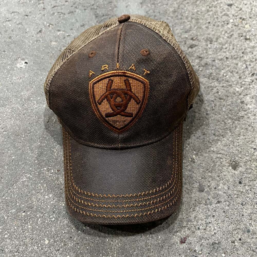 Ariat Brown and Tan Mesh Back Adjustable Trucker Cap
